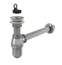 Сифон для раковины Alcaplast A437 бутылочный 1 1/4 x 32 мм с выпуском и пробкой хром A437