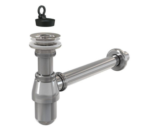 Сифон для раковины Alcaplast A437 бутылочный 1 1/4 x 32 мм с выпуском и пробкой хром A437