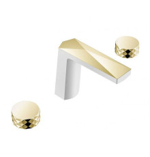 Смеситель для раковины на 3 отверстия Boheme Venturo Diamond белый/золото 150-WG-DIAMOND