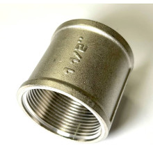 Муфта резьбовая LD Pride DN40 1 1/2 дюйма ВР-ВР никелированная латунь LD.67.502.40