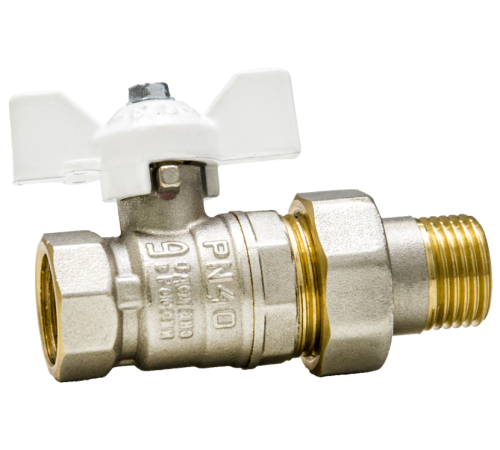 Кран шаровой латунный LD Pride 47.15.В-ГШ.Б Ду 15 Ру 40 вн-американка бабочка White 47.15.В-ГШ.Б