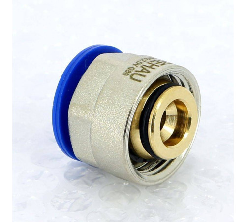 Соединитель обжимной REHAU RAUTITAN flex/pink 16x2.2 мм - 3/4 EK никелированный 266352