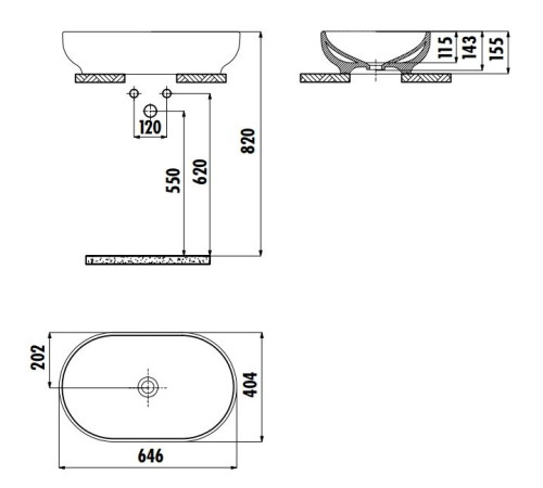 Раковина накладная Creavit Minimal 40х65 см белая MN165-00CB00E-0000