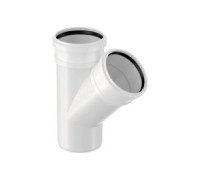 Тройник канализационный трехраструбный Uponor Decibel 110/110 мм 45° 1089599