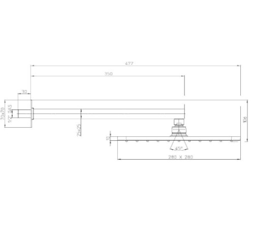 Верхний душ Bossini Cosmo 1 режим черный матовый H69598I.073