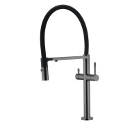 Смеситель для кухни Boheme Uno с гибким изливом и краном для питьевой воды shine gun metal 115-SGM