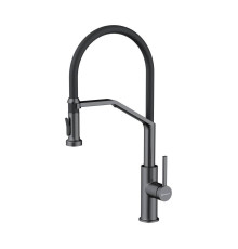 Смеситель для кухни с выдвижным изливом и подключением фильтра Omoikiri Makkari 2 Plus-SB-GM-BL вороненая сталь/черный 4994497