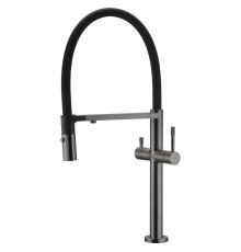 Смеситель для кухни Boheme Uno с гибким изливом и краном для питьевой воды gun metal 115-GM