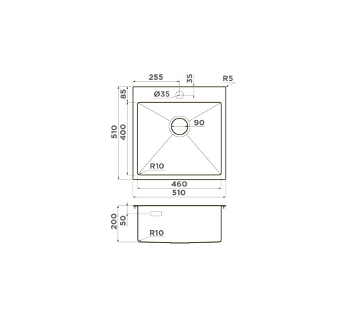 Кухонная мойка Omoikiri Akisame 51-GB 51x51 см графит 4997013