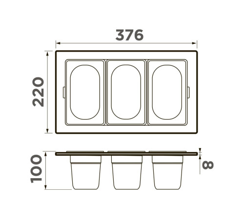 Контейнер Omoikiri DC-04-3-IN нержавеющая сталь 4999087