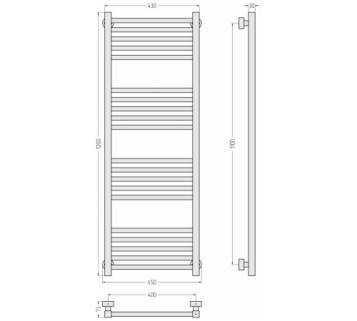 Полотенцесушитель водяной Сунержа Модус Pro 45х120 см золотой шёлк матовый 32-0450-1240