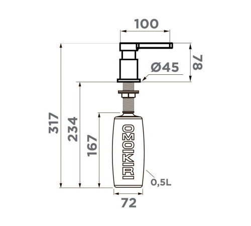 Дозатор встраиваемый Omoikiri OM-04 вороненая сталь 4995051