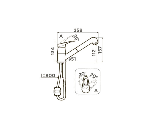 Смеситель для кухни Omoikiri Tateyama-S-GB с выдвижным изливом графит 4994365