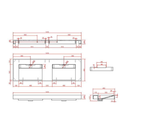 Раковина мебельная Armadi Art Flat 141х45.2х8 см прямоугольная белая 859-140-CLCT
