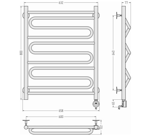 Полотенцесушитель электрический Стилье Формат 22 65.8x86.5 см черный 31522-8060