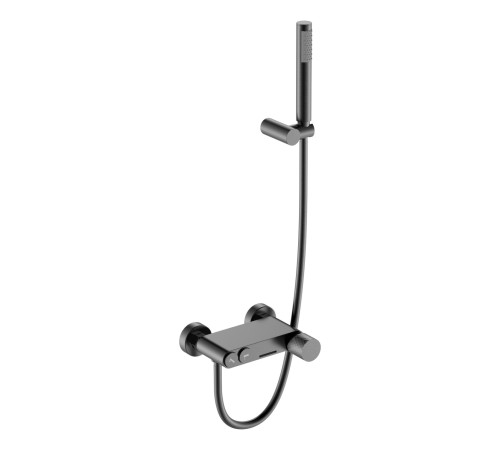 Смеситель для ванны Boheme Stick Diamond с душевым комплектом оружейная сталь 123-GM