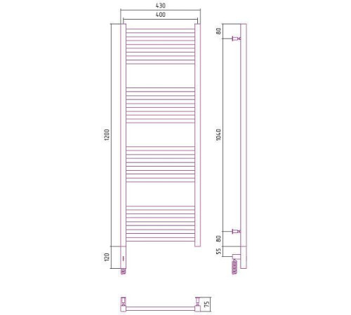 Полотенцесушитель электрический Сунержа Модус 3.0 400x1200 мм левый состаренная латунь 051-5700-1240
