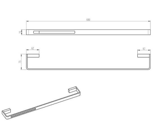 Полотенцедержатель Boheme Q подвесной shine gun metal 10942-SGM