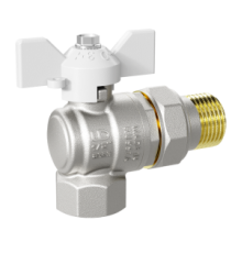 Кран шаровой латунный LD Pride 47.15.В-ГШ.У.Б угловой 1/2 вн-нар резьба с американкой бабочка 47.206.15