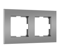 Рамка из поликарбоната на 2 поста Slab серебро софт W0022965