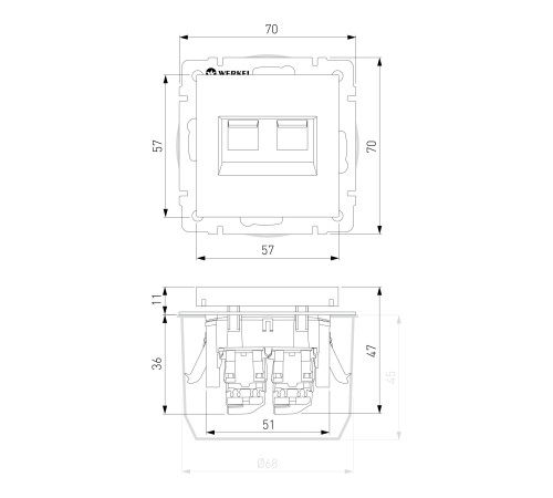 Розетка двойная Ethernet RJ-45 (черный матовый) W1182208