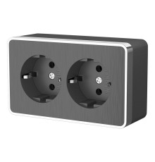 Розетка двойная с заземлением Gallant графит рифленый W5072104