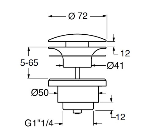 Донный клапан клик-клак GSI PCS05 для раковин и биде с переливом Tortora matte PCS05