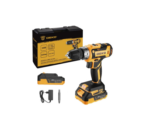 Дрель-шуруповерт аккумуляторная DEKO DKCD20-Li 20 В 2x2.5 Ач Case 085-1123