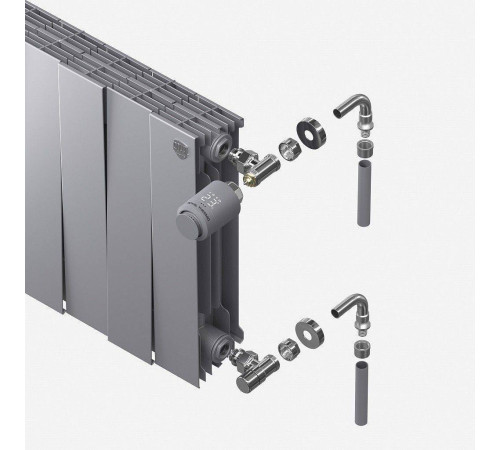 Набор термостатический угловой Royal Thermo Design Pro 15 мм M30x1,5 Хром НС-1458116
