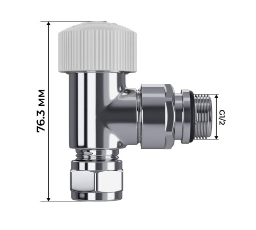 Набор термостатический угловой Royal Thermo Design Pro 15 мм M30x1.5 хром НС-1646649