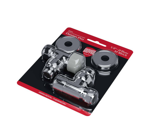 Набор термостатический угловой Royal Thermo Design Pro 15 мм M30x1.5 хром НС-1646649