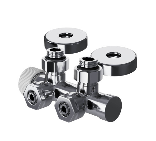 Узел нижнего подключения термостатический угловой Royal Thermo Design Pro 15 мм M30x1.5 Хром RTE 50.032