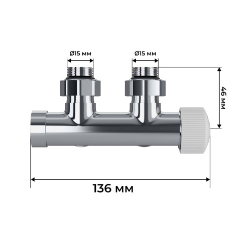 Узел нижнего подключения термостатический угловой Royal Thermo Design Pro 15 мм M30x1.5 Хром RTE 50.032