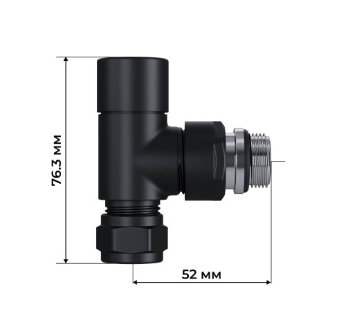 Набор термостатический угловой Royal Thermo Design Pro 15 мм M30x1.5 черный НС-1646650