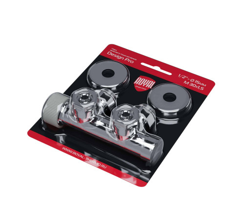 Узел нижнего подключения термостатический угловой Royal Thermo Design Pro 15 мм M30x1.5 Хром RTE 50.032