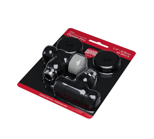 Набор термостатический угловой Royal Thermo Design Pro 15 мм M30x1.5 черный НС-1646650