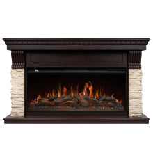 Каминокомплект Royal Thermo Aurora RTFP/P-AR40LS с порталом Firelight Michigan 42/40/36 камень молочный / темный дуб НС-1704450