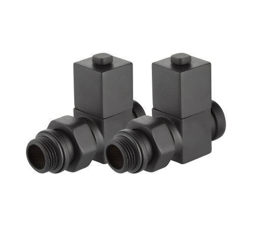 Набор дизайн-вентилей Royal Thermo CUBE прямой 1/2 черный RTE 50.030 BL