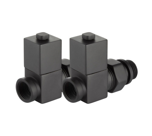 Набор дизайн-вентилей Royal Thermo CUBE прямой 1/2 черный RTE 50.030 BL