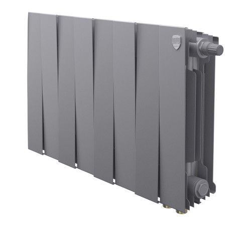 Радиатор биметаллический Royal Thermo PianoForte 300 Silver Satin 8 секций нижнее подключение НС-1682349