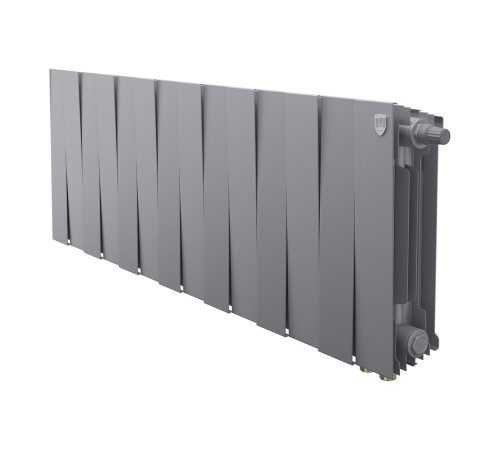 Радиатор биметаллический Royal Thermo PianoForte 300 Silver Satin 14 секций нижнее подключение НС-1682347