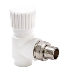 Вентиль радиаторный Lammin PPR угловой 20x1/2 белый LM-RV-A-20-12
