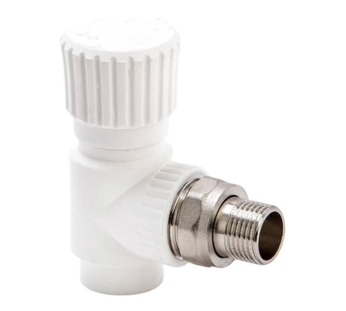 Вентиль радиаторный Lammin PPR угловой 20x1/2 белый LM-RV-A-20-12