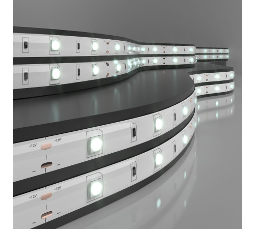 Светодиодная лента 12 В 7,2 Вт/м 30 Led/м 5050 IP65, холодный белый 6500К, 5 м Лента светодиодная 12V 7,2W 30Led 5050 IP65 холодный белый, 5м