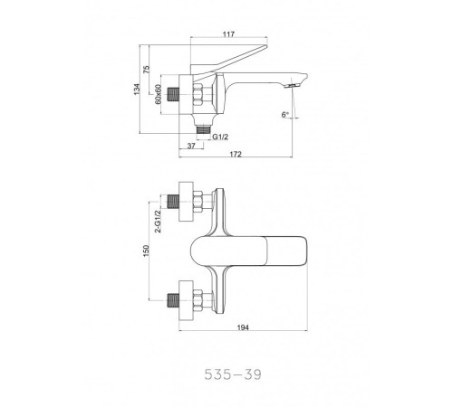 Смеситель для ванны Cersanit ODRA однорычажный 63051