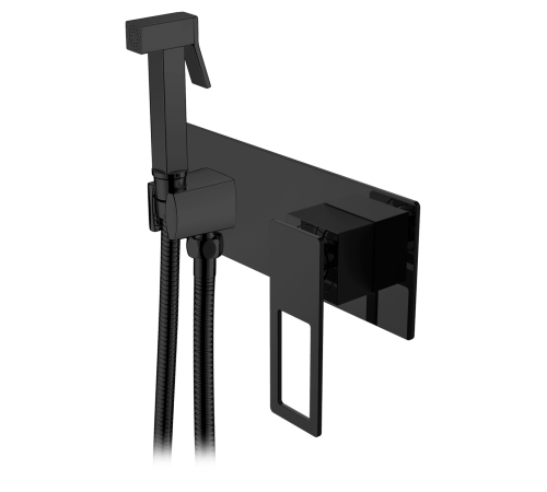 Гигиенический душ со смесителем встраиваемый Boheme Q черный 147-BB