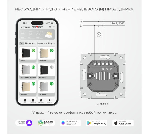 Умный сенсорный диммер (шампань) W3443111