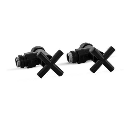 Вентили запорные угловые Сунержа Крест пара черный матовый SMT8200SCH0405/2BLACK