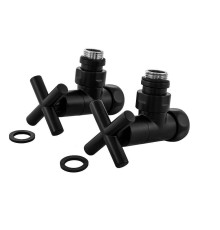Вентили запорные угловые Сунержа Крест пара черный матовый SMT8200SCH0405/2BLACK