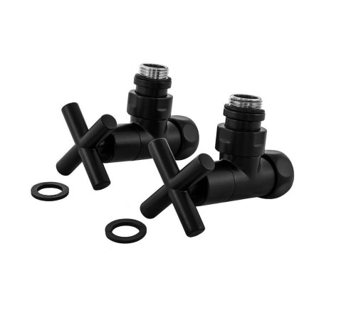 Вентили запорные угловые Сунержа Крест пара черный матовый SMT8200SCH0405/2BLACK